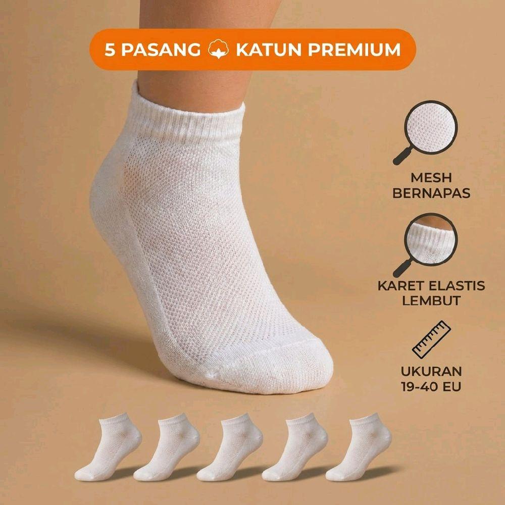 Kaos Kaki 5 pasang, Premium, Unisex, 85% Katun Pria, Wanita, Anak. 1